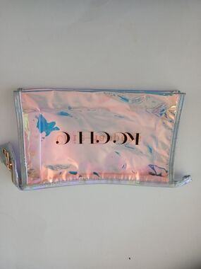 Holographic Iridescent Pink Cosmetic Pouch with "Chic Happens" Logo